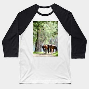 Forest Horses Baseball T-Shirt